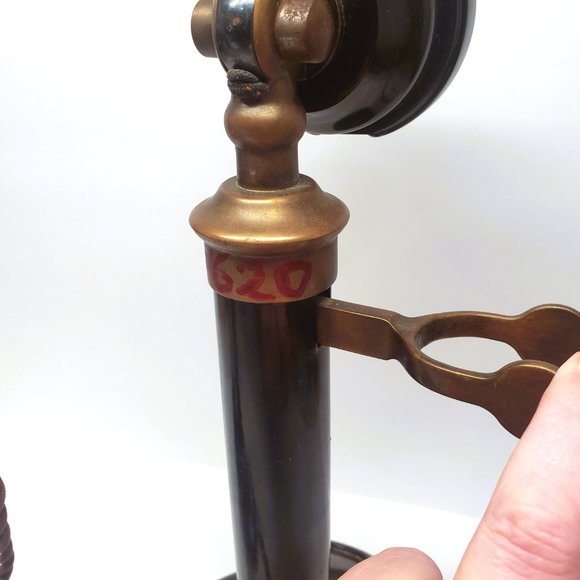Antique Non Dialing Candlestick Phone Telephone Brass Bakelite PL 234 No 22 - Picture 6 of 16